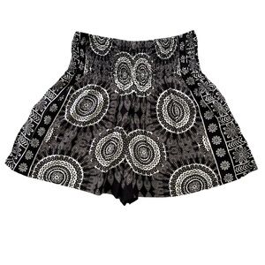 Lotus and Luna Women’s S/M Black, Cream Floral Paisley Boho Smocked Bondi Shorts